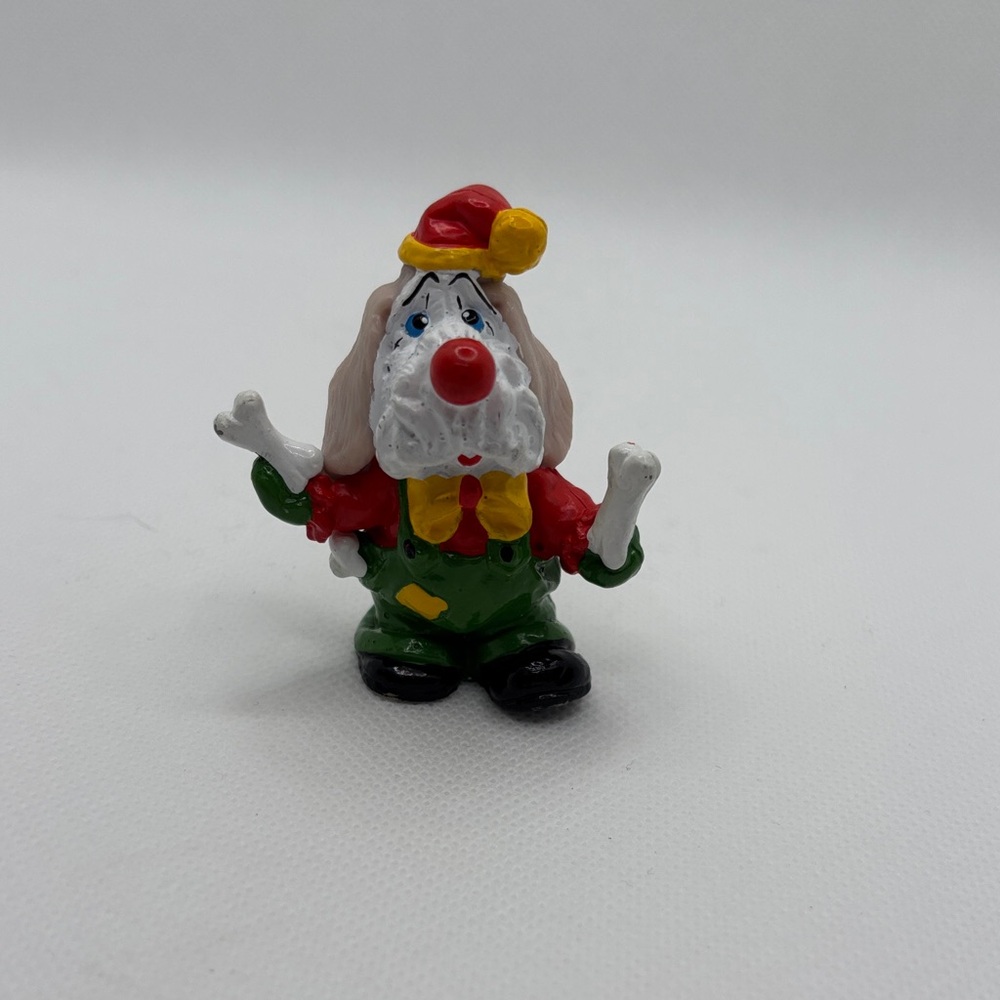 Vintage Wrinkles Dog Colorful Clown Figurine Toy by Ganz Bros. 1985 Hong Kong